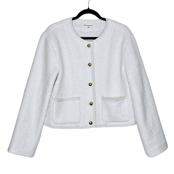 Reformation Dale Cream Fleece Cropped Jacket‎ Wool Blend Neutral Size M - Picture 4 of 14